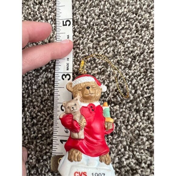 Vintage Christmas Ornament, sleeping teddy bear holding a bear  CVS dated 1997 - Picture 5 of 5